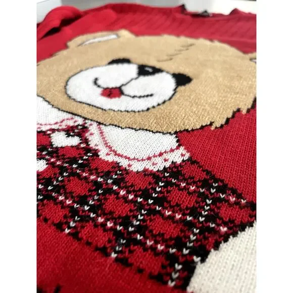 Arielle Sz S Vintage Teddy Bear Sweater Red Holiday Christmas Ugly 90's Kidcore - Picture 5 of 12